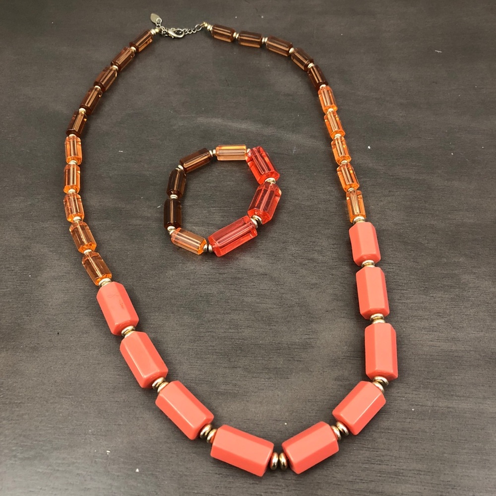 Coldwater Creek Large Bead Necklace and Bracelet 2 Piece Set